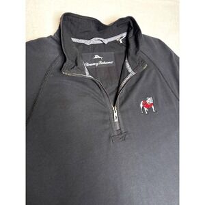 Tommy Bahama Mens Black Bulldog Quarter Zip Pullover Sweatshirt XL